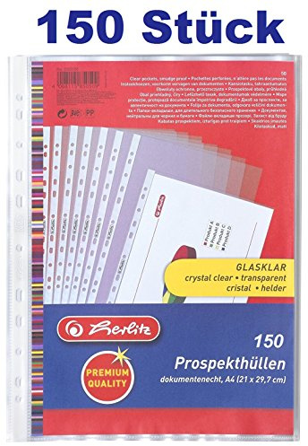 Herlitz 5850508 Prospekthülle Premium, A4 glasklar 150 Hüllen
