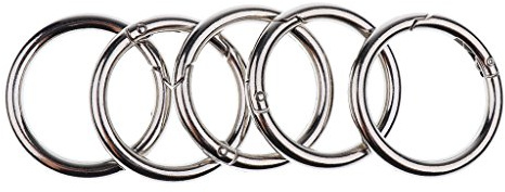 Sharplace 5 Stück Runde Karabinerhaken Silber, Federringe Karabiner Schlüsselanhänger, Metall-O-Ringe mit Federn, Round Carabiner, Edelstahl Federspaltringe für Bastelarbeiten Taschenringe