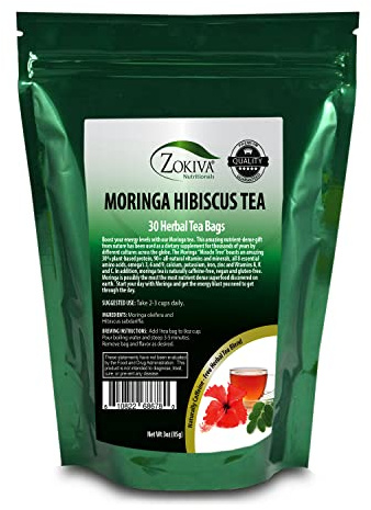 Moringa Hibiscus Tea 30 Bags Antioxidant-Rich Energy Booster