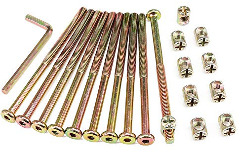 Vis à tête cylindrique à six pans creux pour moteur zippée à six pans creux et à écrou M6 avec tête Allen pour meubles berceaux lits berceau et chaises avec clé (100mm)