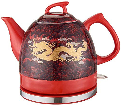 DRHR Cruche rétro en céramique, Bouilloire électrique, 1 L, théière de 1200 W pour thé, café, Mise Hors Tension Automatique, Anti-séchage