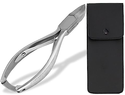 Nagelzange Nagelschere Nagelknipser Fußnagelzange mit Scharfem und Präzisem Schnitt Pediküre Maniküre Zange zum Kürzen von Fingernägel und Fußnägel Edelstahl Rostfrei Fußpflege-Zange mit Etui (16 cm)