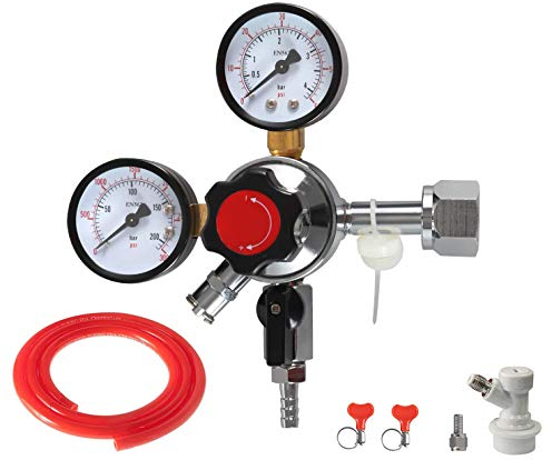 LUCKEG CO2-Regler CGA320 Heimbrauregler Kit Bierregler CO2 Druckregler mit Sicherheitsdruckentlastungsventil für CO2 Tank Fass Fass