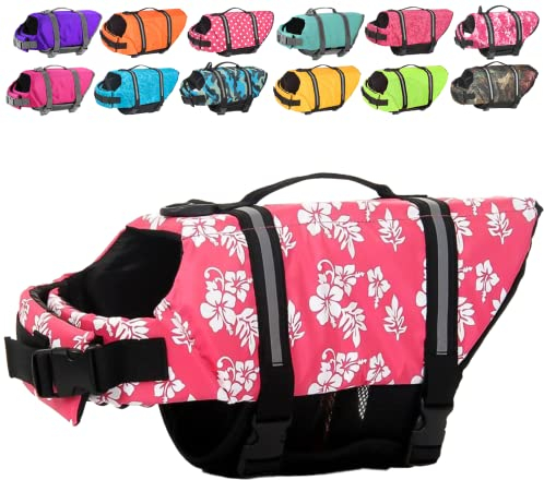 Doglay Hundeschwimmweste, Hundeschwimmweste zum Schwimmen Bootfahren, verstellbare Welpen-Schwimmweste mit reflektierenden Streifen, überlegener Auftrieb, Hundeschwimmweste für kleine, mittelgroße und