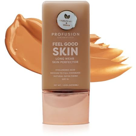 Profusion Cosmetics Fondotinta liquido leggero per una luminosità impeccabile ed elegante, trucco traspirante per migliorare il tono della pelle irregolare, cruelty-free - Tan 5
