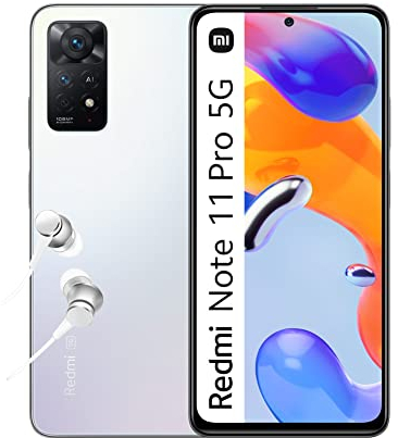 Xiaomi Redmi Note 11 Pro 5G - Smartphone 8+128GB, Écran 6.67” 120Hz FHD+ AMOLED, Processeur Snapdragon 695, Batterie 5000mAh, Blanc Glacier (Version Française + 2 Ans de Garantie)