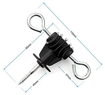 Electric Fence Gate Anchor Screw Insulators Hook Gate Han Bolted Universal Gate Insulator Round Shape Reinforced Steel Pin for Wooden Post (20)