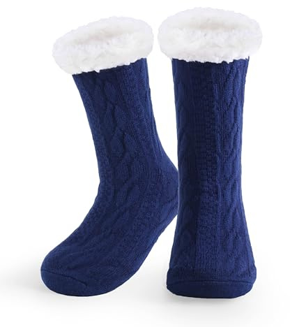 WYTartist Chaussons Chaussettes thermiques pour homme en laine pour l’hiver, Twist Blue, taille unique
