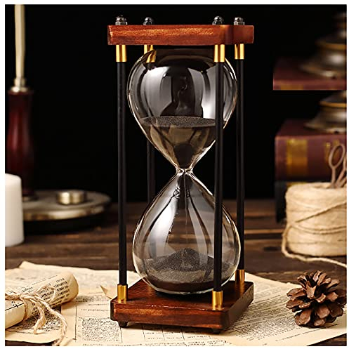 Sablier, sablier sablier, sablier 30/60 Minutes Verre sablier sablier Ornement Cadre en Bois sablier Horloge, Mode coloré (Color : Schwarz, Size : 60 Minutes)