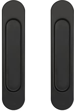 2 Stück 14.8 CM Kein Stanzen Türgriff Selbstklebend Schiebetür Griff Selbstklebende Ovale Schiebetürgriffe für Schränke Fenster Schiebetüren(Schwarz)
