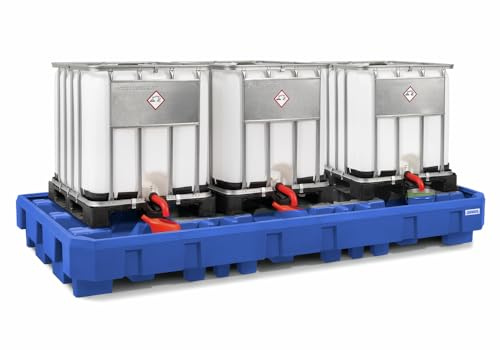 Auffangwanne classic-line aus Polyethylen (PE) für 3 IBC, mit Abfüllbereich