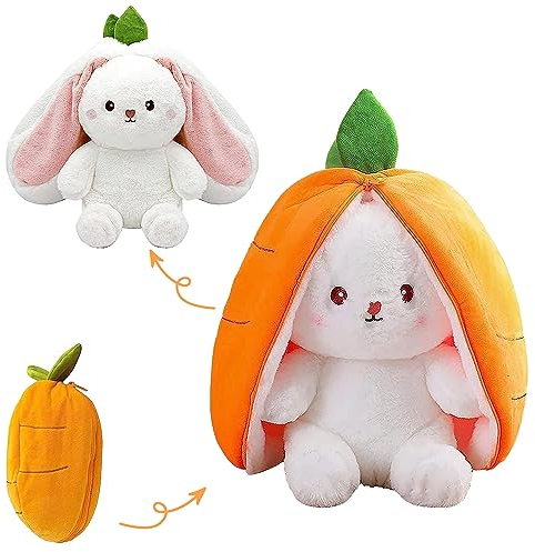 Yisscen Hasen Kuscheltier Verstecken, Plüschtier Hase Karotte, Bunny Stuffed Animal, Osterhase Gefülltes Plüschtier, Ostergeschenke Kindergeburtstag Geschenk (Karotte 25cm)