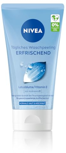 Nivea Scrub per il lavaggio quotidiano rinfrescante, esfoliante senza microplastica con vitamina E per una pulizia profonda del viso, rinfrescante peeling viso per pelli normali e miste (150 ml)