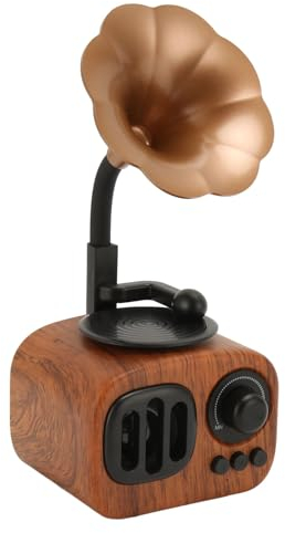 Vintage-Grammophon-Bluetooth-Lautsprecher, Holz-Phonograph-Form, Retro-Radio-Lautsprecher, Eingebauter -Chip und Antenne, Retro-Musik-Player Unterstützt U-Disk, TF-Karte,