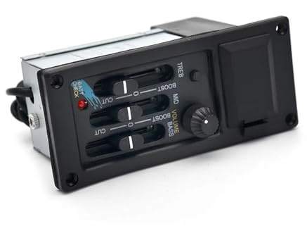 Tonabnehmer für Akustikgitarre 4-Band-EQ-Equalizer, 3 Akustikgitarren-Bass-EQ-Vorverstärker Mit Mikrofon Und Tuner-Gitarren-Tonabnehmer