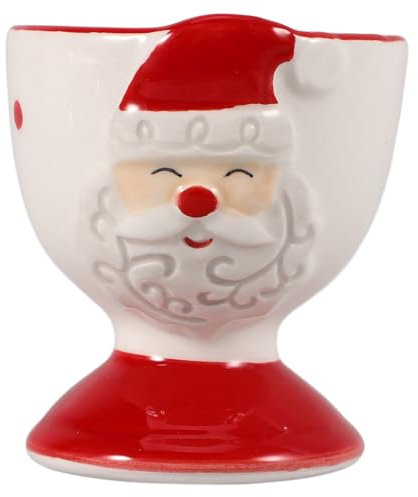 FUNOMOCYA Supporto Per Uova Natale in Ceramica Portauova Desktop Forma Di Babbo Natale Regge Uova Sode Coque Decorazione Natalizia Per Cucina e Ristorante