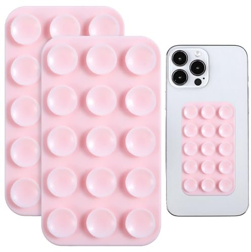 COMNICO 2 fundas adhesivas de silicona con ventosa para teléfono, soporte fuerte para teléfono, soporte manos libres, accesorios de teléfono, compatible con teléfonos Android, Tiktok, videos, selfies
