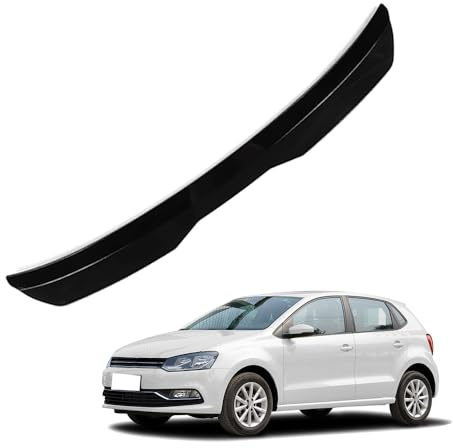 KizmiQ Auto Spoiler Posteriori per Polo 2010 2011 2012 2013 2014 2015 2016 2017 2018 Nastro Installare Adesivo,ABS Alettone Tetto Posteriore Tuning Ala Styling Accessori,A/Black