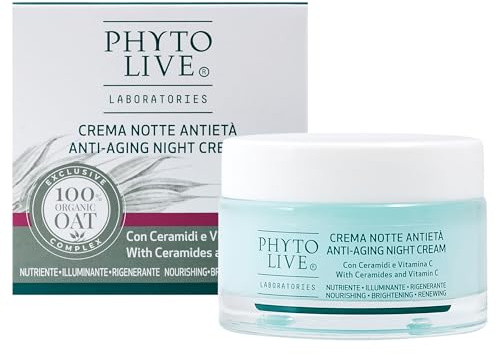 Phyto Live Laboratories Anti-Aging-Nachtcreme mit Ceramiden und Vitamin C – nährende Feuchtigkeitscreme für straffe und strahlendere Haut – Größe 50 ml