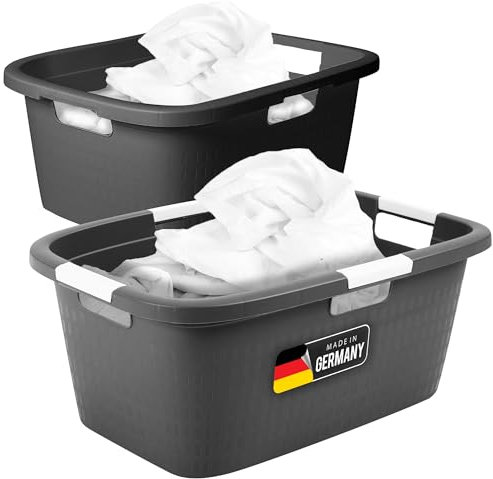 Novaliv Wäschewanne-Set 25L + 40L, Wäschebox Set Wäscheeimer Wäschebehälter für Bad Wäsche Schmutzwäsche, Wäschekörbe Wäschewanne Laundry Basket Wäschetonne Korb Sammler Box Aufbewahrung