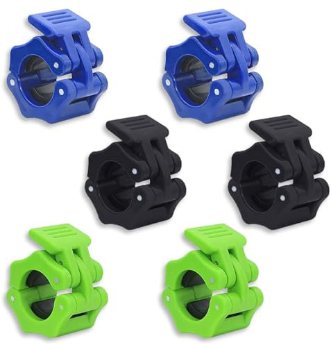 NEUSID 6 cierres para mancuernas de 30 mm, cierre rápido, para entrenamiento, levantamiento de pesas, entrenamiento, accesorios de fitness (negro, azul, verde)