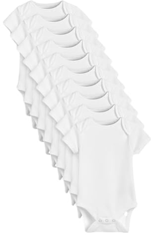 NEXT Baby Kurzärmelige Bodys, 10er-Pack Weiß Essential 56