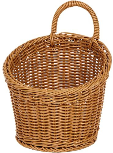 Small Hanging Wicker Basket,Fruit Basket for Kitchen,Hanging for Organizing,Kitchen Wall for Bread Onion Garlic Fruit Vegetable and Storage