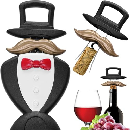 ZONSUSE Abridor de Vinos Ah So para Corchos Frágiles,Ah So Abrebotellas de Vino Estilo Caballero,Sacacorchos Profesional de Estilo British,Regalo Personalizado para Coleccionista Amante del Vino