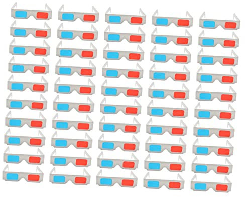 Homoyoyo Gafas 3d Rojo Azul De Cartón Anaglifo, Tamaño Medio, 50 Unidades Para Cine y Juegos, Para Niños y Adultos, Portátiles y Cómodas