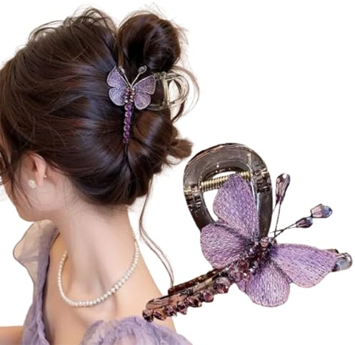 LAOYEFACAI Schmetterling Haarklammer Klein Acryl Butterfly Hair Clips Flower Claw Clip,Haarspangen Damen Dünnes Haar,Haarklammern Mädchen Damen Schmetterling Haarschmuck (LS)