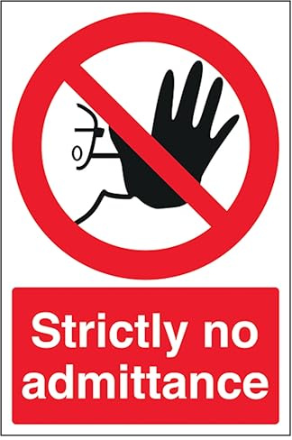 V Safety Strictly No Admittance - Portrait 150 x 200mm - 2mm Rigid Plastic Safety Sign