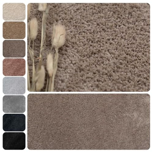 Teppichfliesen selbstliegend 50x50 cm Teppichboden Hochflor Velours | Braun Grau, 1 Fliese