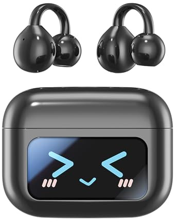 Bluetooth headphones with ear clip, Bluetooth 5.4 sports headphones, open ear translation headphones, IPX5 waterproof, digital display LED,suitable for sports/travel/Business/entertainment/learning