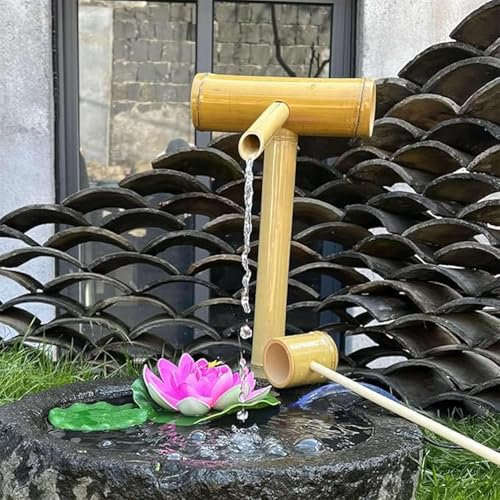 Fuente de Agua Solar de Bambú, Fuente Zen Feng Shui, Cascada Japonesa para Exteriores, Fuentes Independientes, Decoración de Estanque para Patio y Jardín