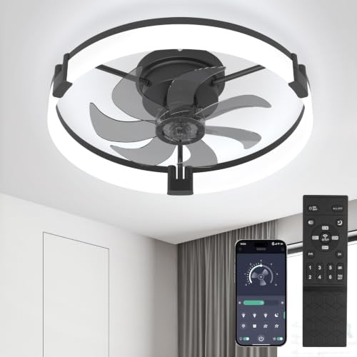 Deckenventilator Mit Beleuchtung,50cm lampe mit ventilator Und Fernbedienung,50W,4000Lm LED Dimmbare deckenleuchte mit ventilator,DC,Timer, Deckenlampe Mit Ventilator Für Schlafzimmer Wohnzimmer