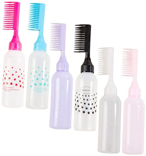 Gatuida 6stücke Ansatzkamm-applikatorflasche Für Haaröl Haarfärbemittelflasche Mit Kamm Haaransatzflasche Für Professionelle Anwendung Haarfärbewerkzeuge Mit Skala Für Füllstandsanzeige La