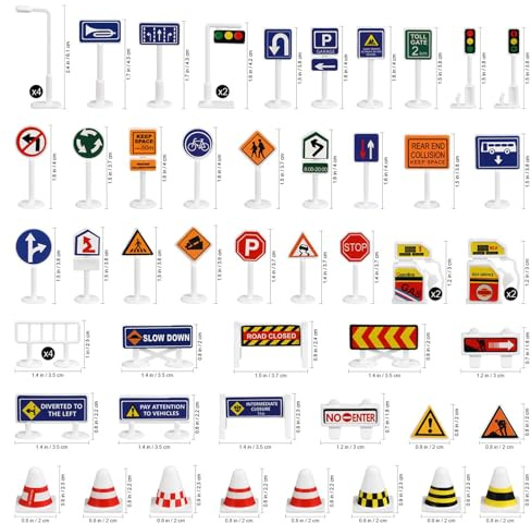 Generisch Kit de Circulation avec Feux de Circulation - 2 Jeux de Panneaux de Circulation - Jouet Miniature en ABS - Jouet éducatif - Accessoires de Circulation routière pour - pour Jouer et