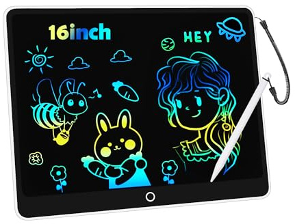 LCD Schreibtafel Spielzeug für Kinder,Bunte Zeichentablett Doodle Board Elektronische Zeichnung Tablet Zeichnung Pads,Geschenke für 3-8 Jährige Mädchen Jungen Zeichentafeln (Weiß 16zoll)
