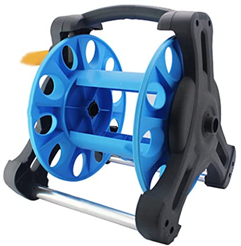 Dévidoir de Tuyau d'arrosage, Petit et Compact, en ABS, léger et Simple, Support de Rangement pour tuyaux d'arrosage, pour l'irrigation (Couleur : Bleu, Taille : dévidoir + Tuyau de 10 m)