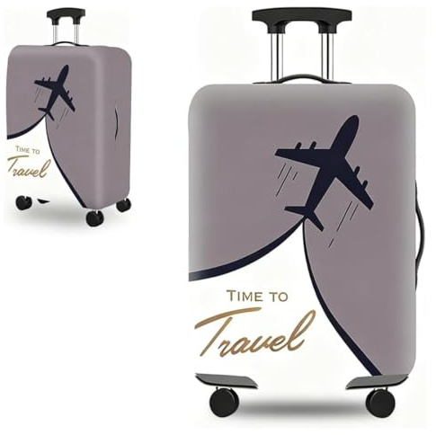 COYUN 1 Pcs KofferschutzhüLle KofferhüLle Elastische Kofferschutz, KofferüBerzug SchutzhüLle SchonbezüGe,Luggage Cover für Koffer Waschbar Suitcase Cover Kratzfest Kofferbezug(S, Graues Flugzeug)