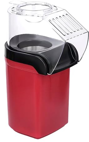 Pop Popcorn Maker, 10 Inch x 4.1 Inch x 4.1 Inch 1L/1.1 Quart 1200W 110V Red Plug-in Type Air Popcorn Popper for Home and Party (red)