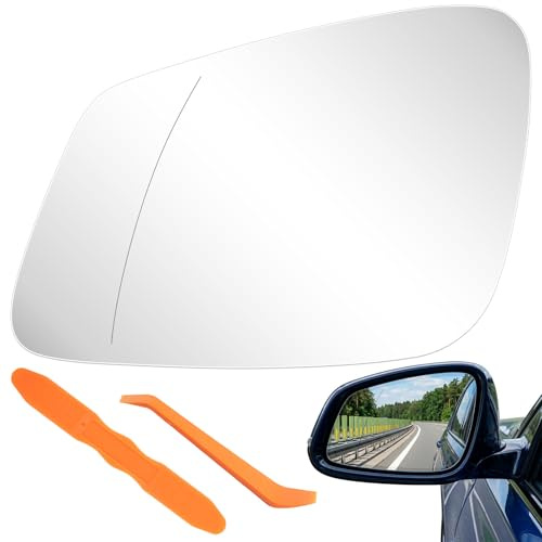 Spiegelglas Ersatz Rechts für VW Polo 9N 2005-2009 mit Montage-Hebelplatte | Außenspiegel Glas Fahrerseite, Beheizbar Ersatzspiegelglas Außenspiegel Asphärisch für Auto (VW Polo Rechs)