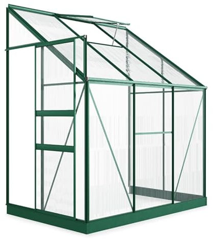 BillyOh Polycarbonate Aluminium Metal Frame Lean-To Greenhouse Green (4ft x 6ft)