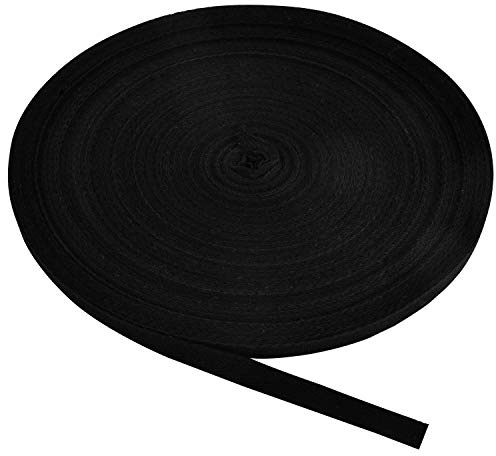 Berolle 50 Yards Natural Cotton Twill Tape Herringbone Tape Cotton Twill Webbing for Gift Wrapping Craft Home Decoration Sewing (Black, 3/8)