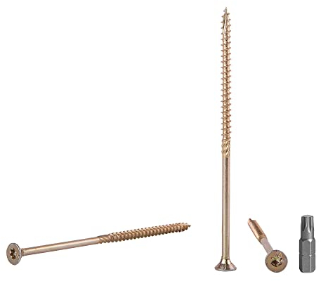 Lot de 50 vis à bois en acier zingué jaune Tête Torx Type 17 Tête fraisée Vis à panneaux d’aggloméré 6,0 x 120 mm