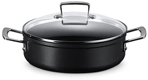 Le Creuset Sauté in alluminio antiaderente con coperchio vetro, diameter 28 cm, Nero, 51113280010500