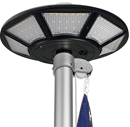 Solar Flag Pole Light Outdoor Dusk to Dawn 200 LED 2000lm Flagpole Lights Last Up to 12 Hrs, Fits 0.5 Wide Flag Ornament Spindles, Brightest Solar Flag Light for Most 15 to 25 Ft Flag Poles (Black)