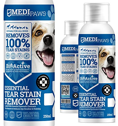 MediPaws Dog Tear Stain Remover | Dog Eye Cleaner Eyewash | Tear Stain Remover For Dogs Eyes | Gently Removes Eye Residue & Prevents Stains | 100% Natural Plant Derived Formula | Made In UK | 250ml