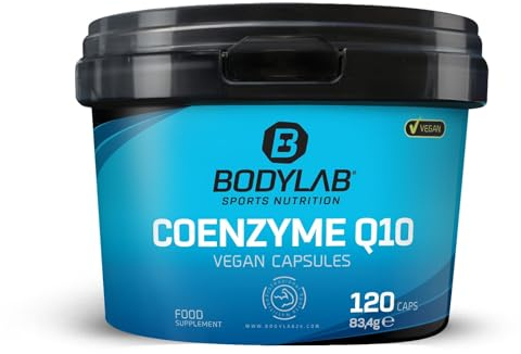 Bodylab24 Coenzyme Q10 Vegan Capsules 120 Kapseln, mit 200mg Coenzym Q10 pro Kapsel, 100% vegan, angereichert mit Selen und schwarzem Pfefferextrakt, enthält 120 Tagesportionen