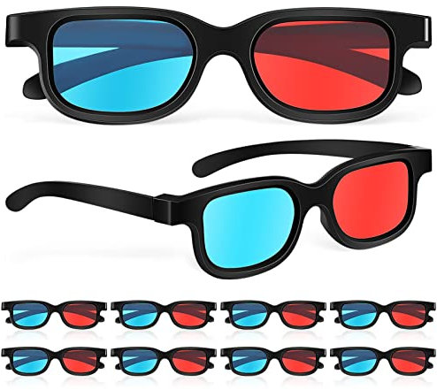 COHEALI 10 Piezas Gafas 3D Proyectores Gafas TV 3D 4k con Ligero De Juego De Cine Teatro Anaglifo Rojas Niño Computadora Abdominales Brillo Labios